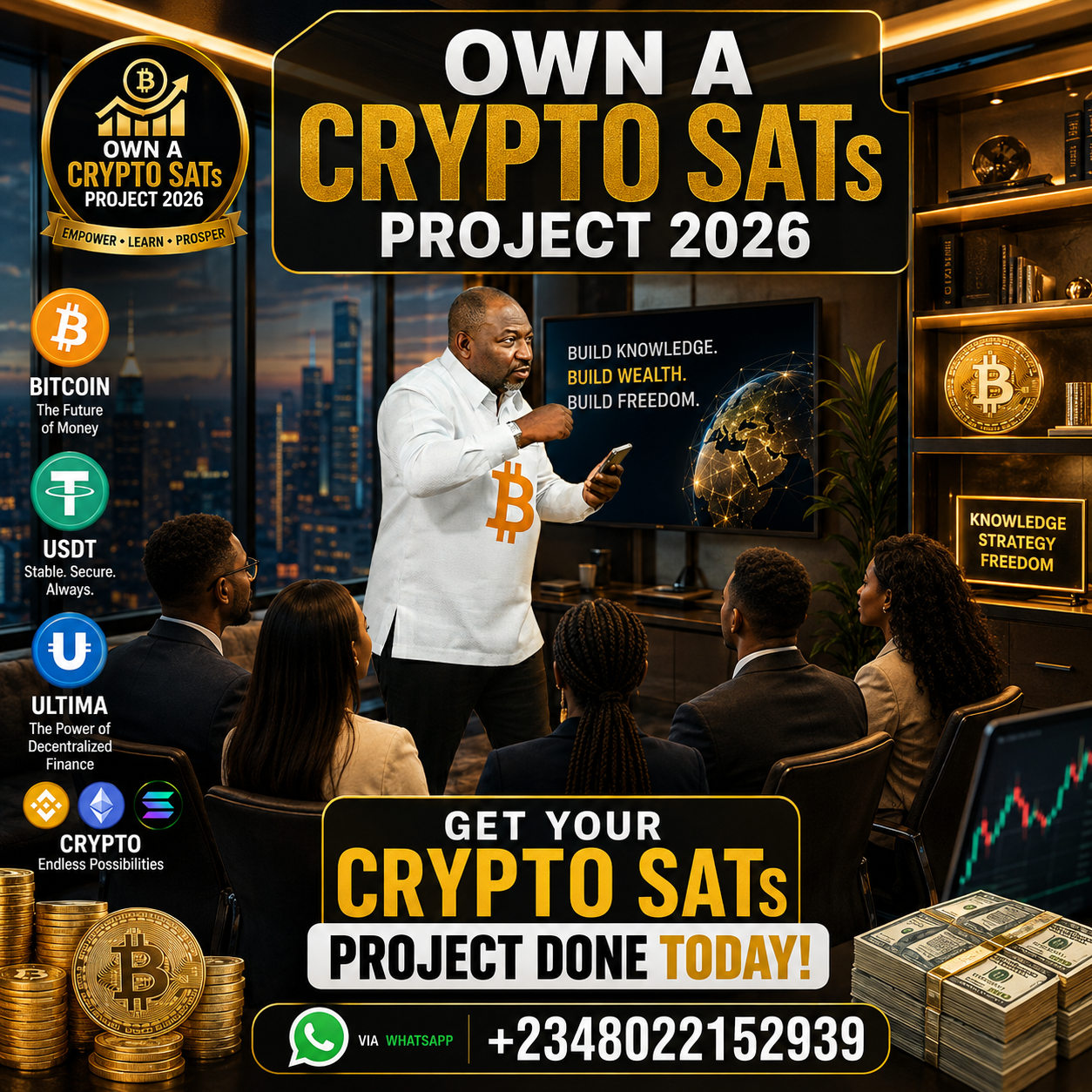 Own A Crypto SAT Project 2026 campaign poster